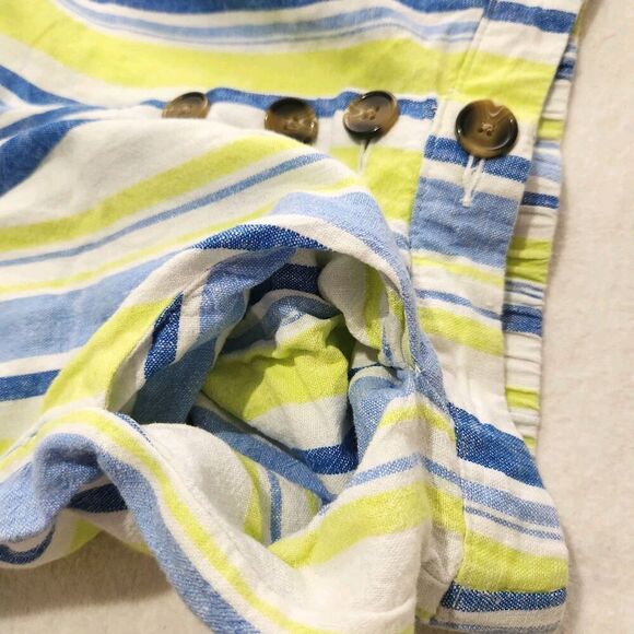 Ana A New Approach Linen Pants Size XS Green Blue Striped With Pockets - Picture 4 of 11